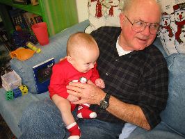 Jesse and Opa laughing at uncle Joe